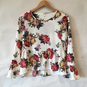 The Outfit pretty floral peplum blouse with some stretch S